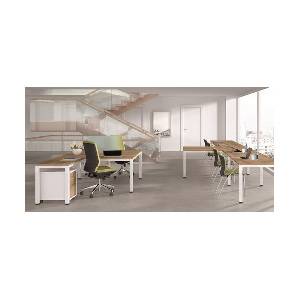 Mesa 180x80 cm. estructura blanca Tablero roble serie Executive Rocada Mesa 180x80 cm. estructura blanca Tablero roble serie Executive Rocada