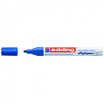 Marcador permanente tinta opaca punta redonda 2-4 mm. azul Edding 750