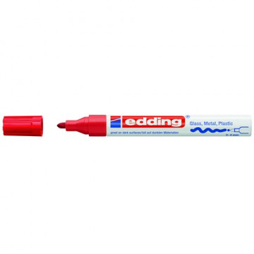 Marcador permanente tinta opaca punta redonda 2-4 mm. rojo Edding 750