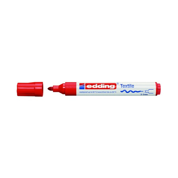 Marcador ropa punta redonda 2-3 mm. rojo Edding 45 Marcador ropa punta redonda 2-3 mm. rojo Edding 45