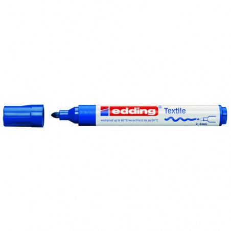 Marcador ropa punta redonda 2-3 mm. azul Edding 45