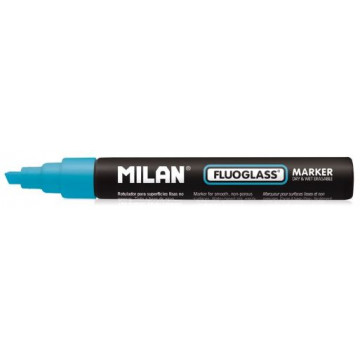 Marcador tiza líquida punta biselada 2-4mm azul Fluoglass Milan
