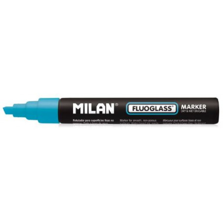 Marcador tiza líquida punta biselada 2-4mm azul Fluoglass Milan