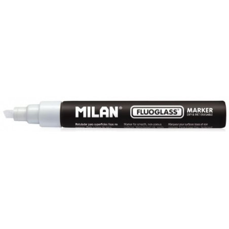 Marcador tiza líquida punta biselada 2-4mm blanco Fluoglass Mila