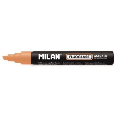 Marcador tiza líquida punta biselada 2-4mm naranja Fluoglass Mil