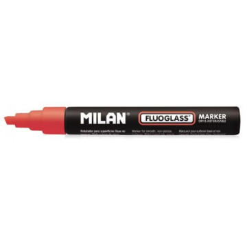 Marcador tiza líquida punta biselada 2-4mm rojo Fluoglass Milan