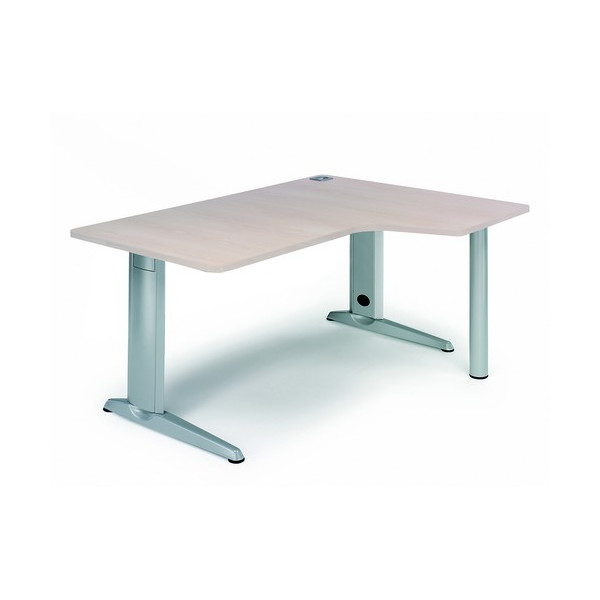 Mesa L izquierda Metal 160x120 estructura color aluminio y tablero haya serie Metal Rocada Mesa L izquierda Metal 160x120 estructura color aluminio y tablero haya serie Metal Rocada
