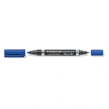 Rotulador permanente doble punta M y F, color azul Staedtler