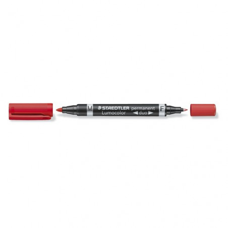 Rotulador permanente doble punta M y F, color rojo Staedtler