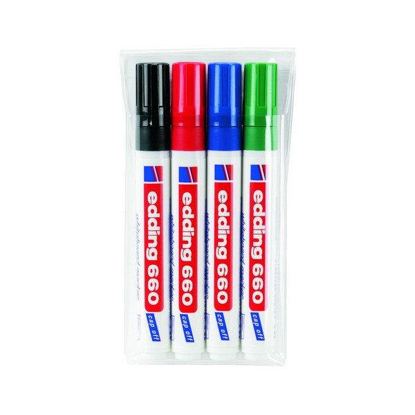 Rotulador pizarra blanca punta redonda 1,5-3 mm. bolsa 4 un. stdas. Edding 660 Rotulador pizarra blanca punta redonda 1,5-3 mm. bolsa 4 un. stdas. Edding 660