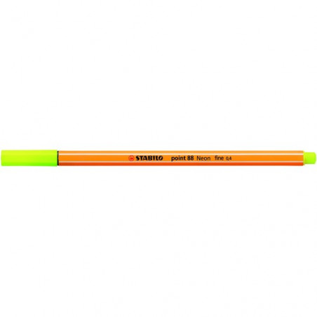 Rotulador punta fina 0,4mm amarillo neón Stabilo point 88