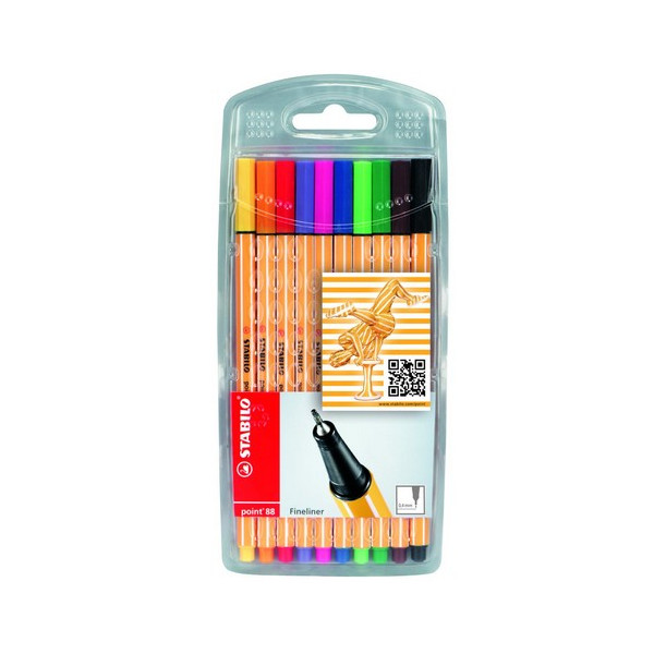 Rotulador punta fina 0,4mm point 88 estuche 10 colores surtidos Stabilo Rotulador punta fina 0,4mm point 88 estuche 10 colores surtidos Stabilo