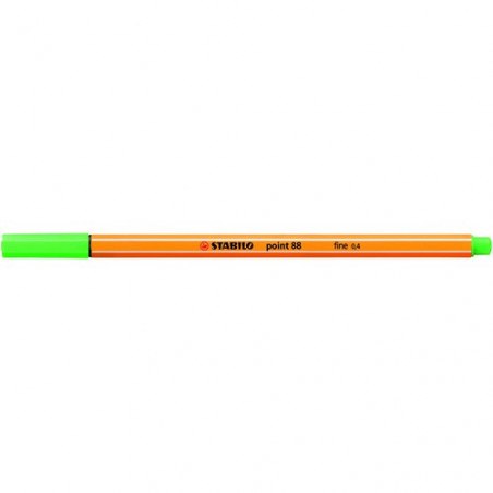 Rotulador punta fina 0,4mm verde hoja Stabilo point 88