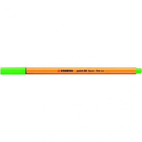 Rotulador punta fina 0,4mm verde neón Stabilo point 88