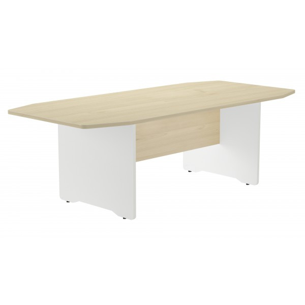 Mesa reunión 220x100 cm. pies melamina blanca y tablero roble se Mesa reunión 220x100 cm. pies melamina blanca y tablero roble se