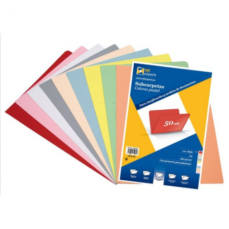 Subcarpeta A4 180 gr. color pastel Rojo Ofiexperts