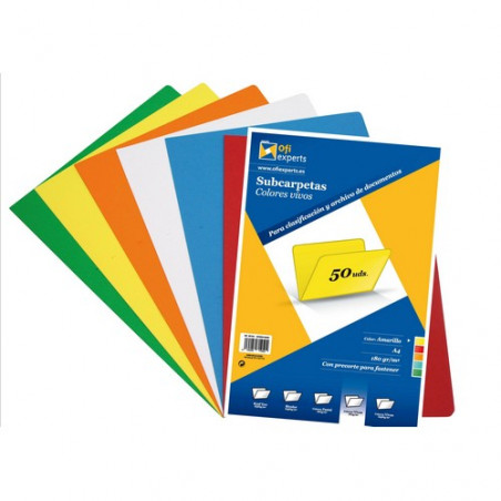 Subcarpeta A4 180 gr. color vivo Amarillo Ofiexper