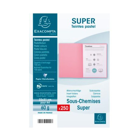 SUBCARPETA A4 (220x310) PAPER 60gr ROSA (250u)