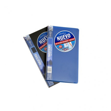 Tarjetero fijo lomo personalizable para 120 tarjetas azul Office Box