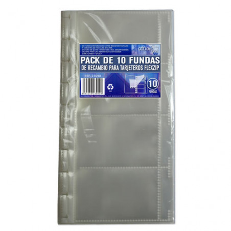 Pak de 10 fundas para tarjetero Flexzip Office Box