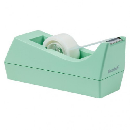 Portarrollos sobremesa cinta C38 menta + rollo cinta 19mm x 8,9m