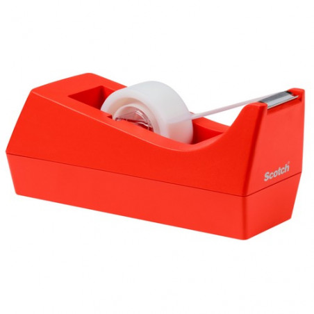 Portarrollos sobremesa cinta C38 naranja + rollo cinta 19mm x 8,