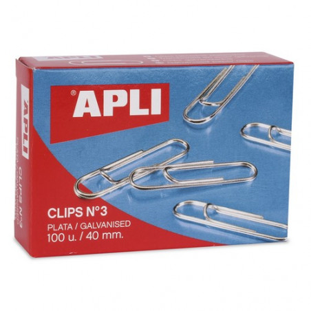 Clips Plateados Nº 3 40 mm. Apli
