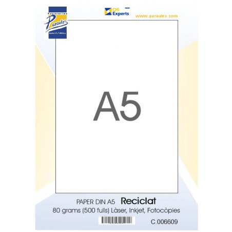 PAPER DIN A5  80 GR. (500u) RECICLAT