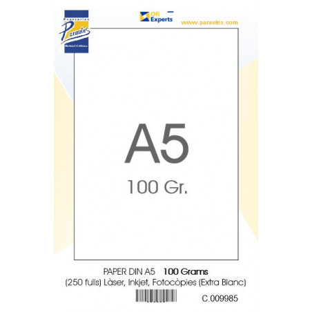 PAPER DIN A5 100 GR. (250u) EXTRA BLANC