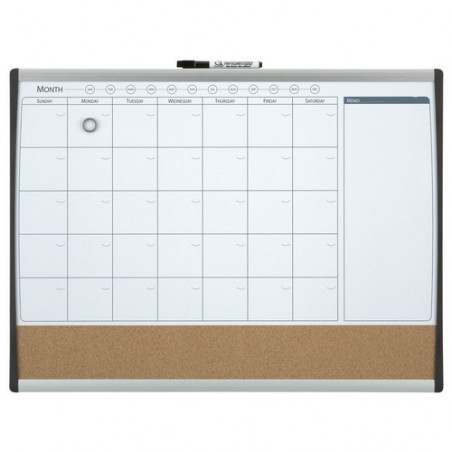 Organizador mensual Quartet magnético + tablero corcho 585x430mm Nobo
