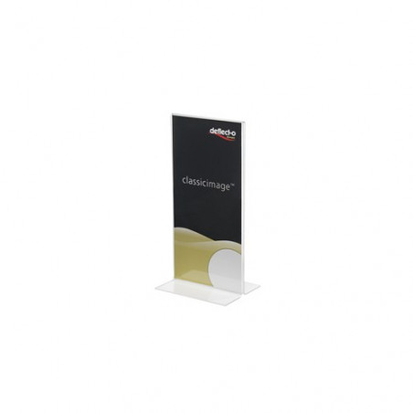 Portacartel sobremesa en T 1/3 A4 vertical Deflecto
