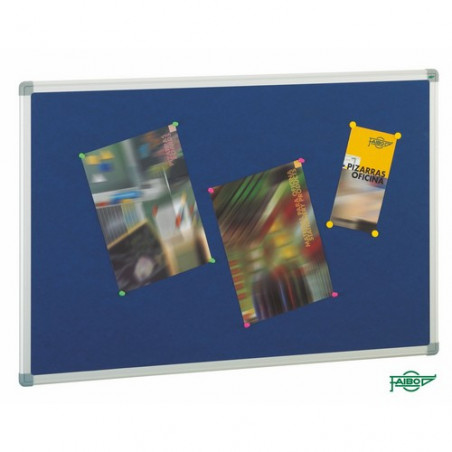 Tablero de corcho ligero tapizado azul 90x120 cm. 