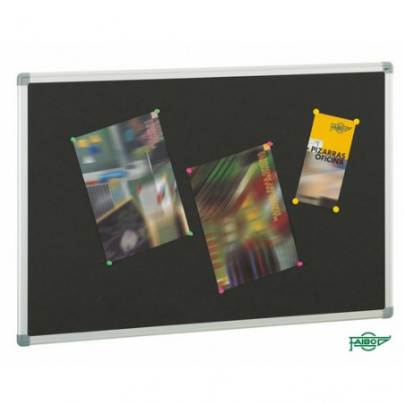 Tablero de corcho ligero tapizado negro 45x60 cm. 