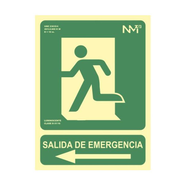 PLACA A4 "SALIDA EMERG. ESQUERRA" FOTOLUMINISCENT PLACA A4 "SALIDA EMERG. ESQUERRA" FOTOLUMINISCENT