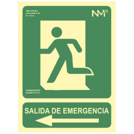 PLACA A4 "SALIDA EMERG. ESQUERRA" FOTOLUMINISCENT