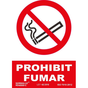 PLACA A4 "PROHIBIT FUMAR"