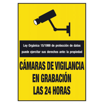 Senyals Zona Videovigilada PVC Glasspack 0,7mm 21x30cm con CTE RD30042-C RIPCI Nueva Legislación 