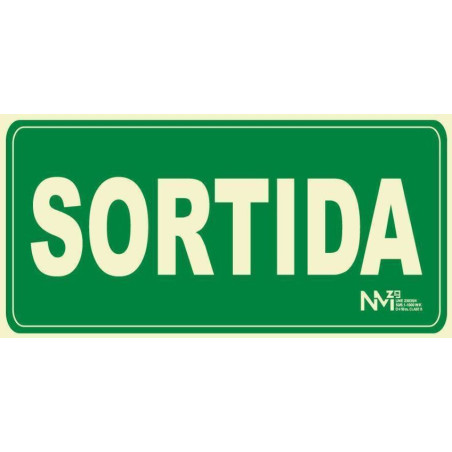 PLACA 10x30 "SORTIDA" FOTOLUMINISCENTE