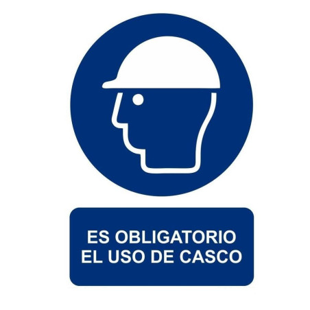 Señal PVC normalizada ´´Obligatorio el uso de casco´´ 210X297 azul Archivo 2000