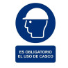 Señal PVC normalizada ´´Obligatorio el uso de casco´´ 210X297 azul Archivo 2000