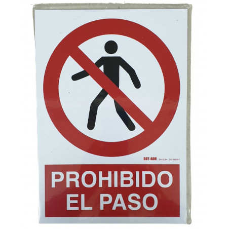 Señal PVC normalizada ´´Prohibido el paso´´ 210X297 rojo Archivo 2000