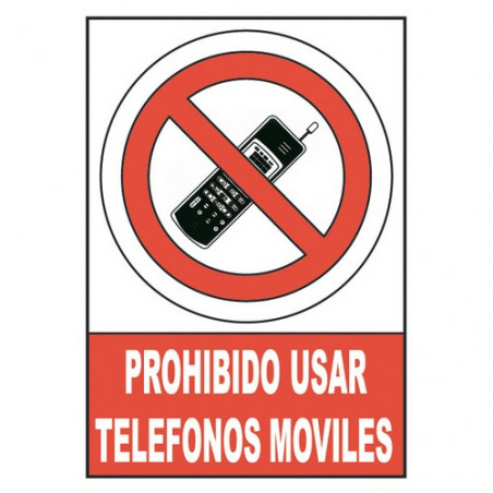 Señal PVC normalizada ´´Prohibido utilizar telefonos moviles´´ 210X297 rojo  Archivo 2000