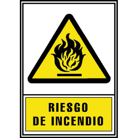Señal PVC normalizada ´´Riesgo de incendio´´ 210X297 amarillo Archivo 2000