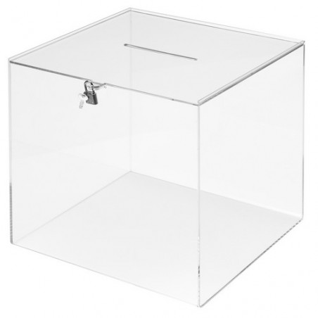 Urna sugerencias con llave metacrilato 300x300x300mm. Deflecto