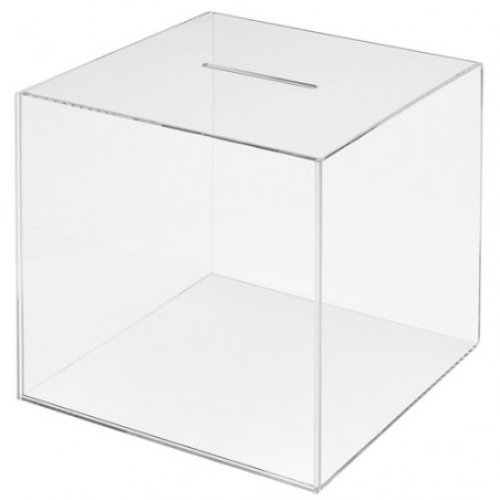 Urna sugerencias sin llave metacrilato 300x300x300mm. Deflecto