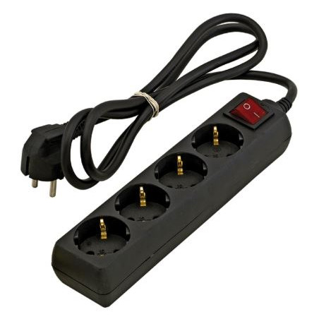 REGLETA 4 BASES NEGRE SIMPLE INTERRUPTOR (FE)