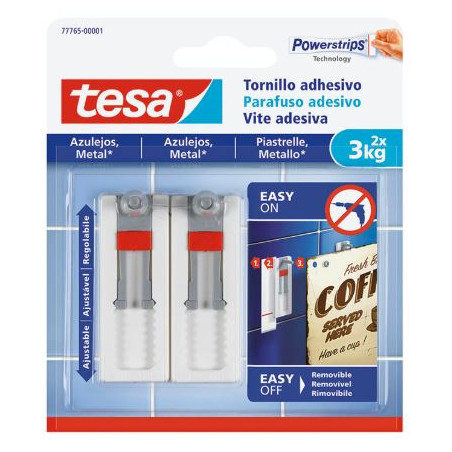 PENJADOR PARED RAJOLA ADH. REGULABLE 3KG TESA POWERSTRIP (2u)