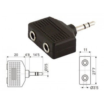 CABLE ESTEREO PET. 3,5 (M) / 2 ESTEREO PET.3,5 (F) (ADAPTADOR)