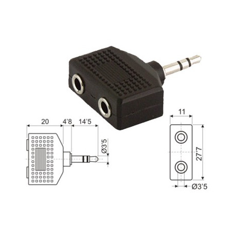 CABLE ESTEREO PET. 3,5 (M) / 2 ESTEREO PET.3,5 (F) (ADAPTADOR)