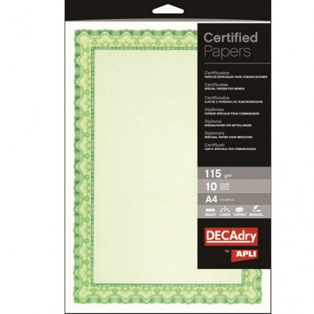 Certificados y Diplomas Verde Esmeralda A4 115 gr.